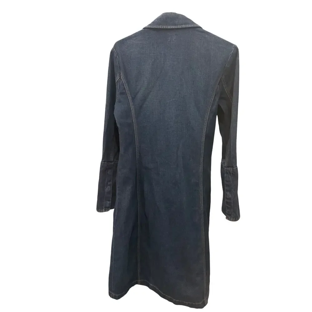 GAP Denim Tailored Fit Coat Princess Seams Snap Front S - Picture 3 of 5